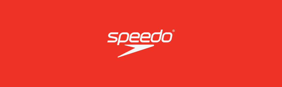 White speedo logo on red background