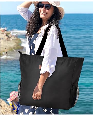 black tote shopping bag