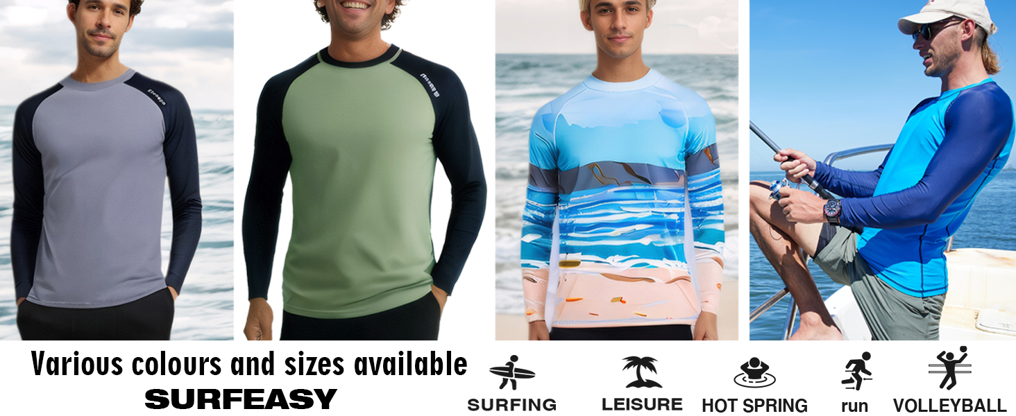 Men's Long Sleeve Rash Guard Swim Shirt