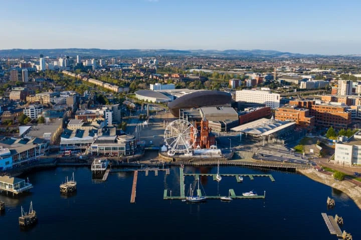 Aerial view of Cardiff Bay