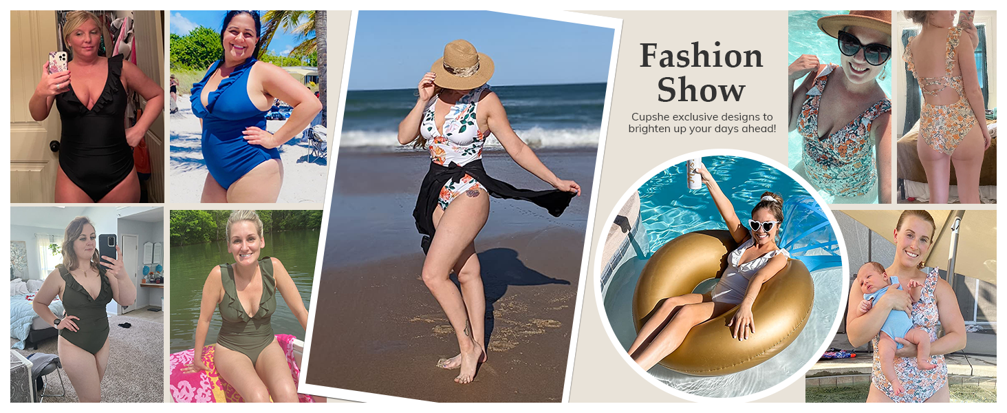 cupshe women one piece tummy control swimsuit