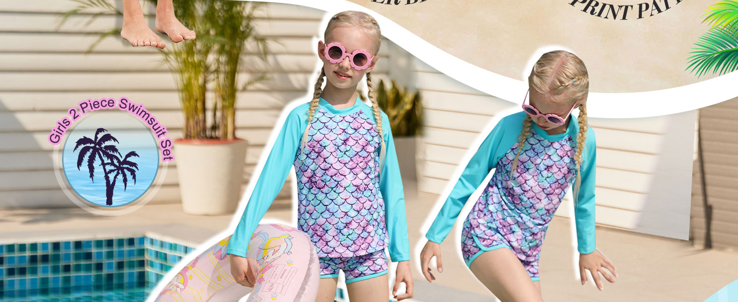 Kids Two Piece Long Sleeve Swimsuit