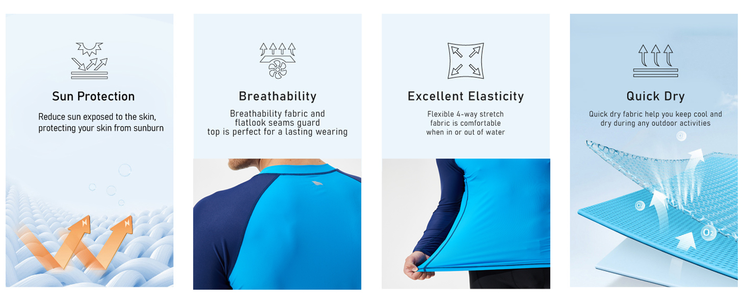 Men's Long Sleeve Rash Guard Swim Shirt