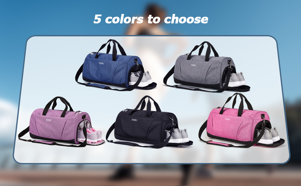 Gym Bag with Shoes Compartment and Wet Pocket,Sports Duffel Bag  Yoga/Swim Travel Duffle 