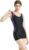 LULUWINGX Women Boyleg One Piece Swimsuit Sport Swimming Costume Modest Athletic Racerback Swimwear Black