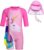 Jurebecia Girls Unicorn Swimming Costume UV Protection Swimming Suit for Girls Swimsuit Rash Guard with Swimming Cap Water Sport