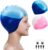 Alepo 2 Pack Kids Swimming Cap Boys Girls, Durable Silicone Swimming Hat with 3D Ear Pockets for Age 3-15 Toddler Child Youth Teen, Bath Swim Cap for Short/Long Hair with Ear Plugs Nose Clip