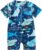 Qianderer Kids Boys Summer Swimsuit Casual Shark Printed Short Sleeve Zipper Jumpsuit Bathing Suit Swimwear Beachwear