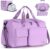 FIORETTO Womens Mens Sports Gym Bag Duffle Bag with Shoes Compartment, Weekend Travel Bag Overnight Bag for Women, Water Resistant Holdall Hospital Bag for Swimming Purple