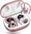 Wireless Earbuds, 2023 Wireless Earphones Bluetooth 5.3 Headphones Wireless, Ear Buds Wireless Earbuds with Earhooks, IP7 Waterproof 50H Stereo Wireless Headphones Sport, Dual LED Display, Rose Gold