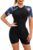IWEMEK Shorty Wetsuit Women Boyleg Zipper One Piece Swimsuit Padded Rash Gurard Modest Swimwear Floral Sports Swimming Costume with Shorts Surfing Bathing Suit